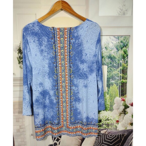 Boho Top Western Southwestern Festival Hippie Office Rodeo JM Collection Size 2X - Picture 2 of 7